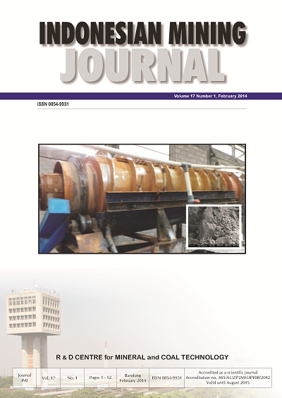 View Vol. 17 No. 1 (2014): INDONESIAN MINING JOURNAL Vol. 17 No. 1 FEBRUARY 2014